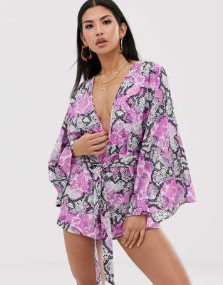 neon snake print playsuit