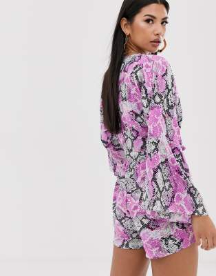 neon snake print playsuit