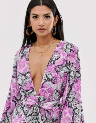 neon snake print playsuit