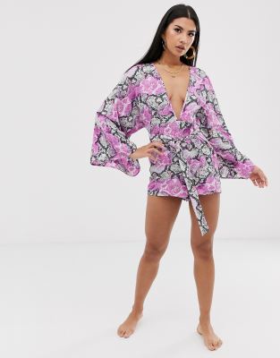 neon snake print playsuit