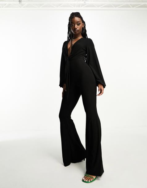 Black Occasion Jumpsuits Jewel Neck Formal Evening Wedding Cheap