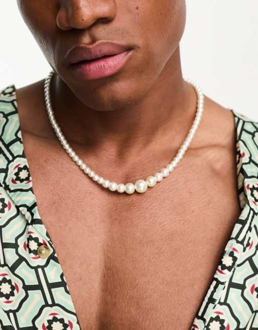 ASOS DESIGN choker necklace in graduating faux pearls