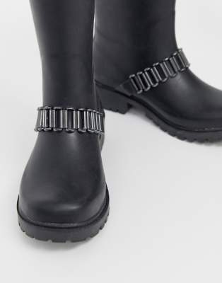 ASOS DESIGN Glazed chunky biker wellies