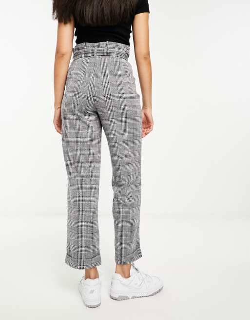 ASOS DESIGN – Glencheckrutiga peg-byxor med paperbag-midja, 2 av 4