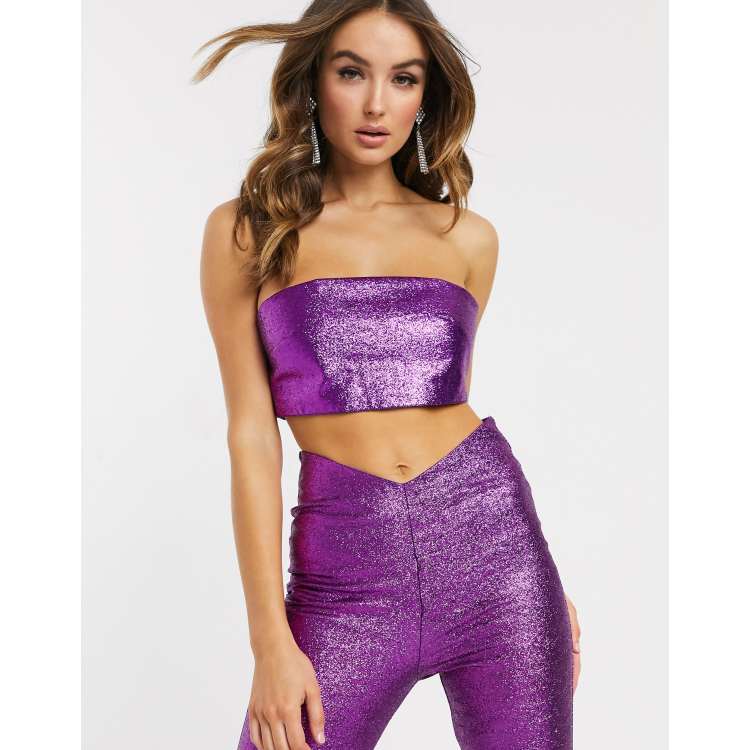 Purple sequin 2024 bandeau top