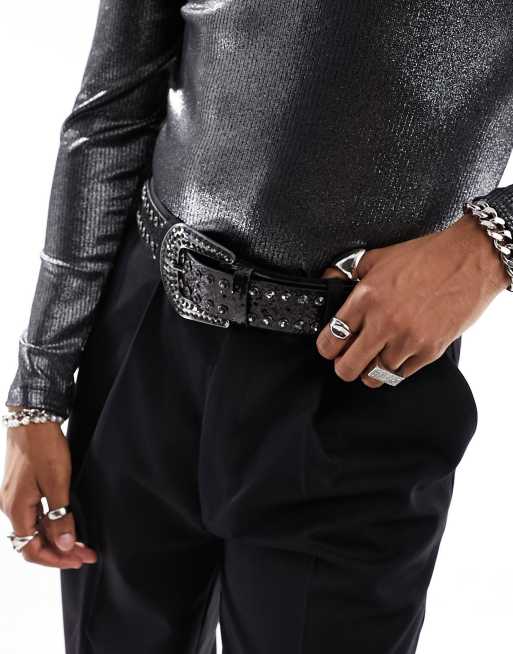 Black glitter outlet belt