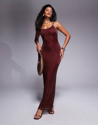 Asos Design Glitter Knit Slinky Cami Maxi Dress