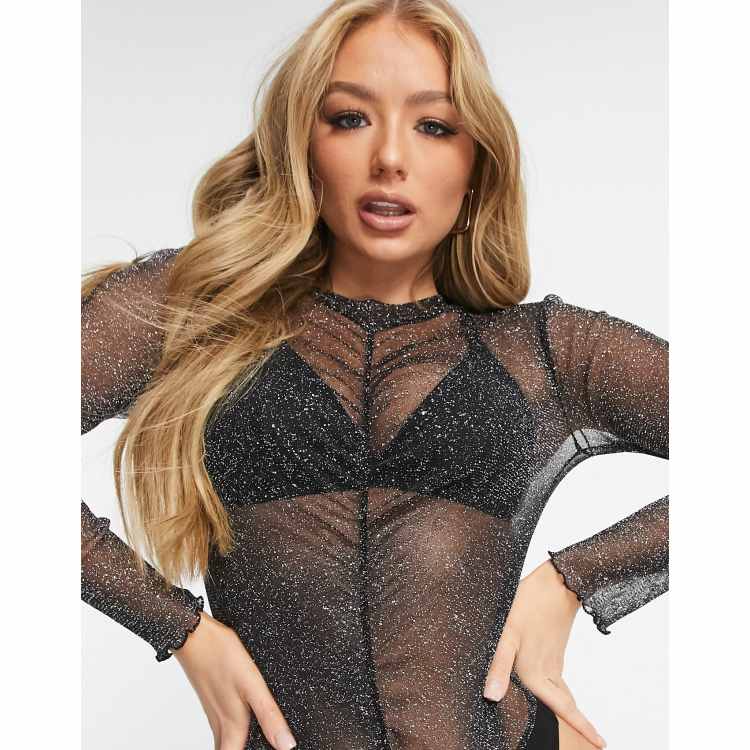 Sparkly discount mesh bodysuit