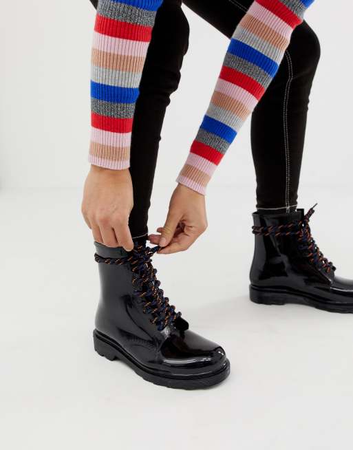 rain lace up boots