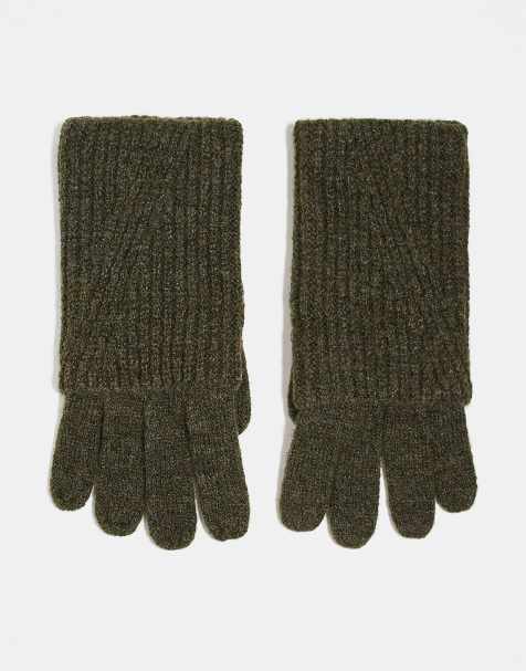 ASOS DESIGN gloves with palm warmer in green heather - view 1
