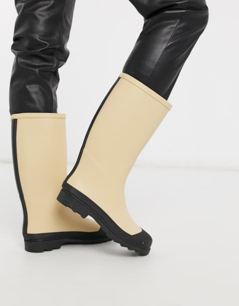 ASOS DESIGN - Goal - Bottes de pluie à bordure renforcée - Beige