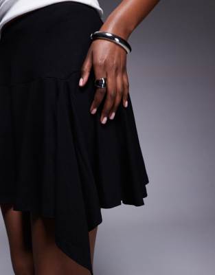 Asos Design Godet Detail Asymmetric Mini Skirt In Black