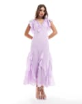 [ASOS DESIGN] ASOS DESIGN godet frill midi dress in lilac-Purple 10 LILAC