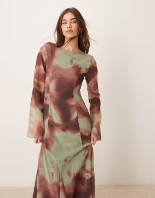 Asos Design Godet Hem Maxi Dress In Green