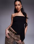 [ASOS DESIGN] ASOS DESIGN godet insert bandeau top in black XS BLACK