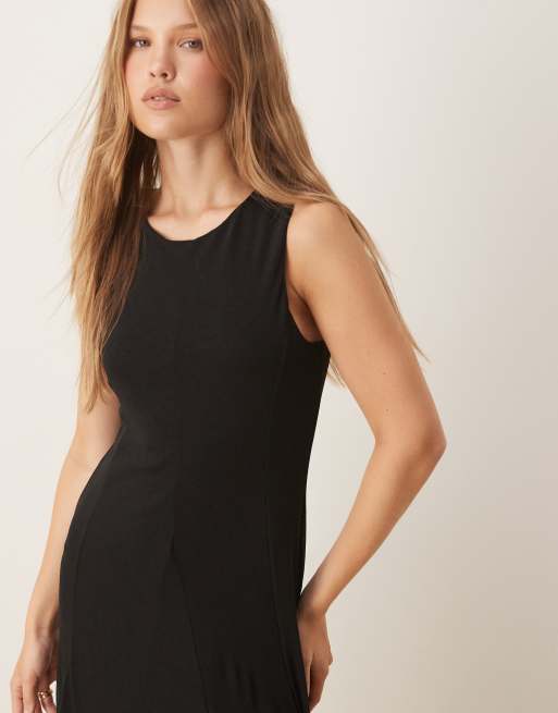 ASOS DESIGN godet inserts maxi dress in black
