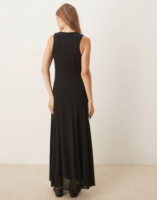 ASOS DESIGN godet inserts maxi dress in black