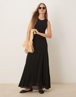 Asos Design Godet Inserts Maxi Dress In Black