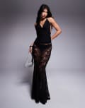 [ASOS DESIGN] ASOS DESIGN godet lace maxi skirt in black XS Black