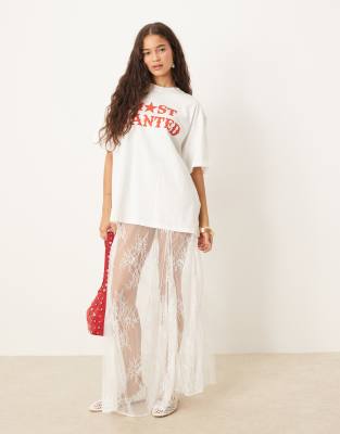 Asos Design Godet Lace Maxi Skirt In White