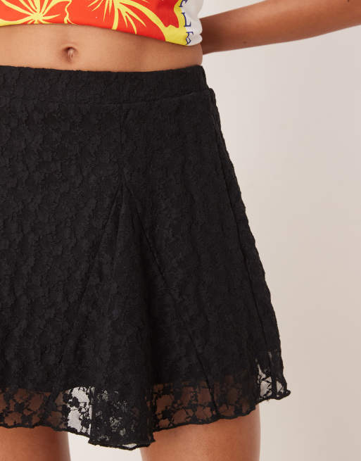ASOS DESIGN godet lace mini skirt in black, 4 of 5