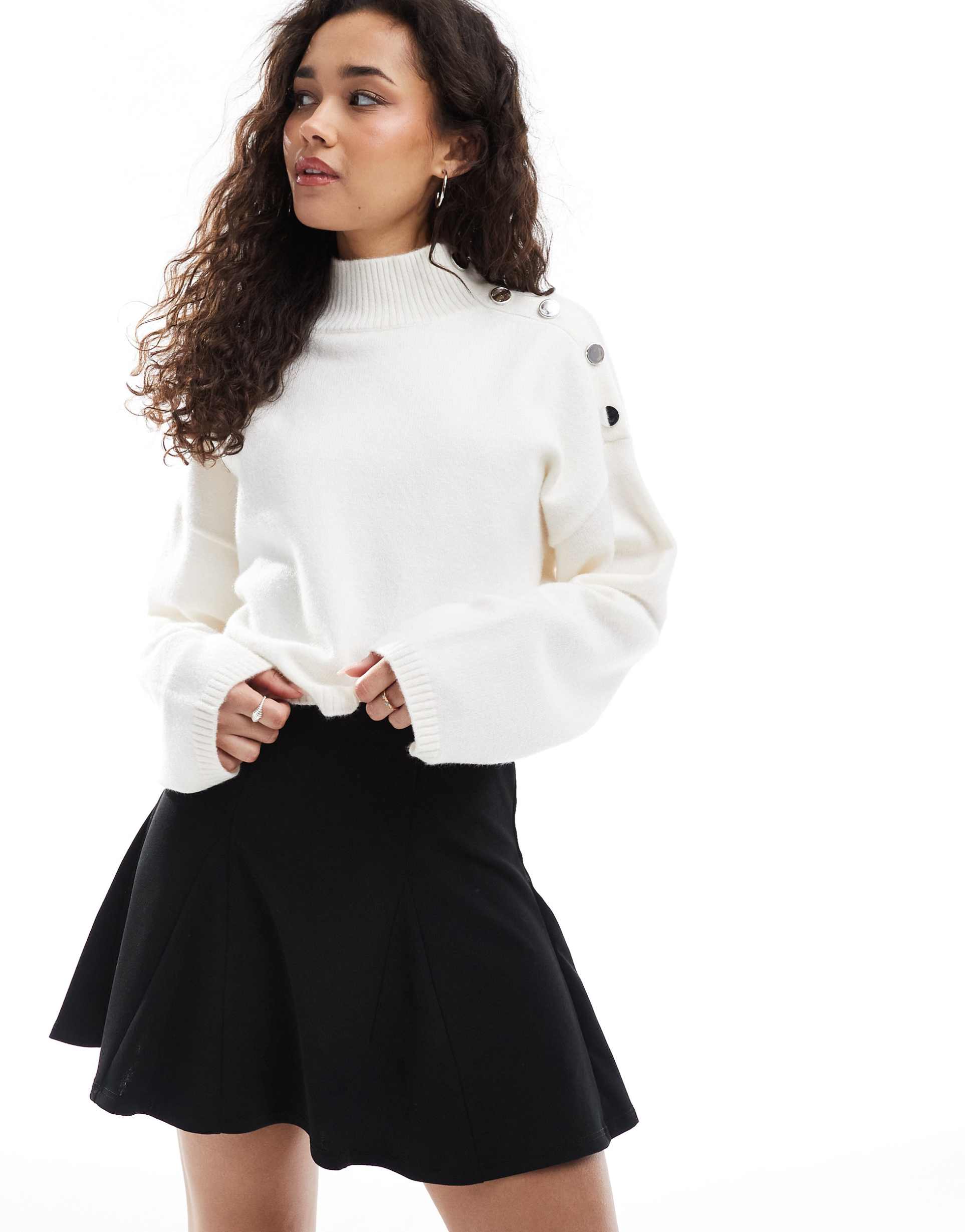 asos design godet mini skirt in black