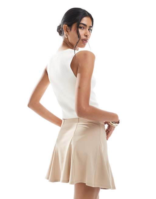 ASOS DESIGN godet mini skirt in stone, 2 of 5