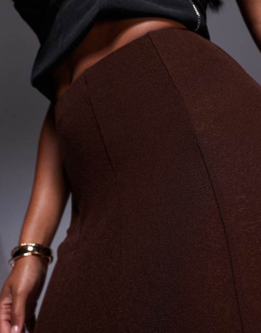 ASOS DESIGN godet semi sheer maxi skirt in brown, 3 of 5