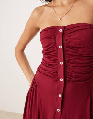 Shop Asos Design Godet Skirt Bandeau Mini Dress