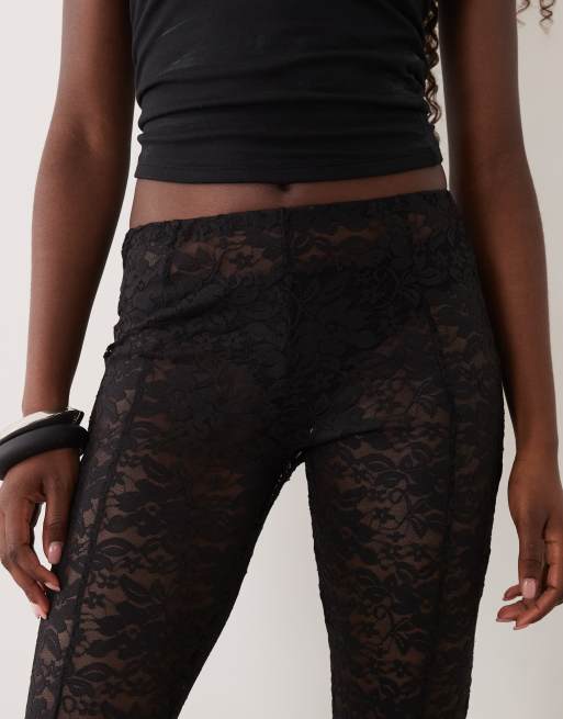 ASOS DESIGN godet spetsbyxor med utsvängd benvidd i svart, 2 av 5