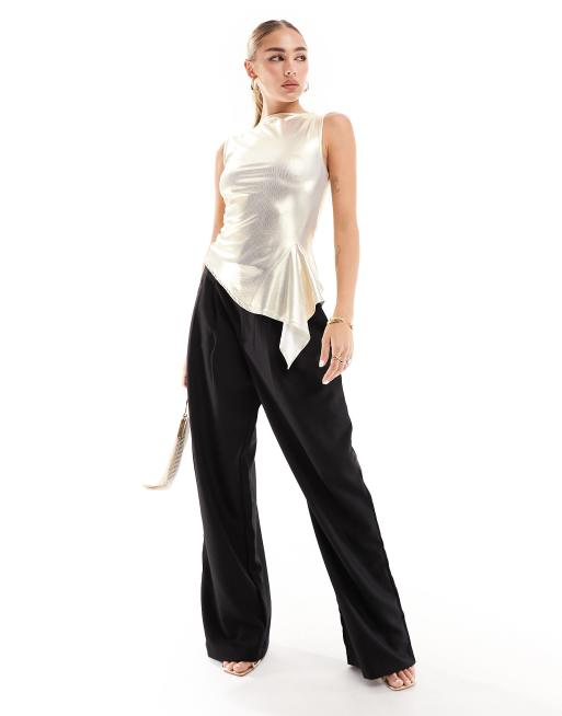 ASOS DESIGN - Godet-top i guldfolie