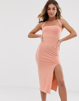 halter bodycon midi dress