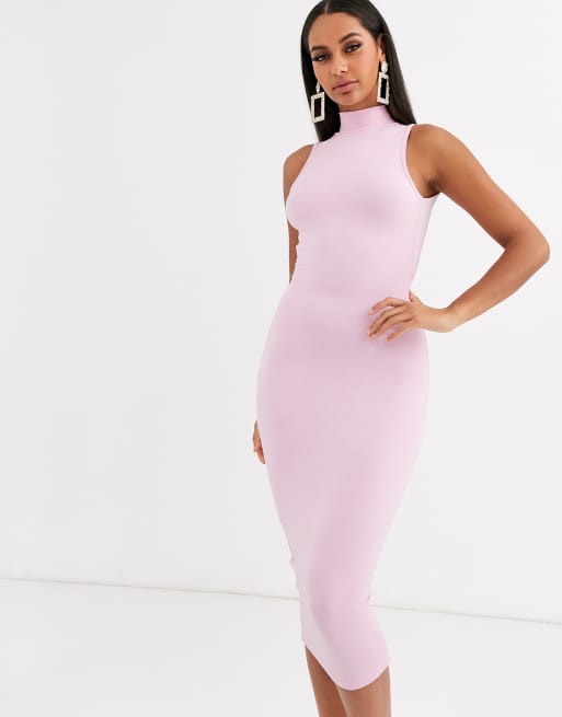 ASOS DESIGN going out bodycon midi dress in pink ASOS