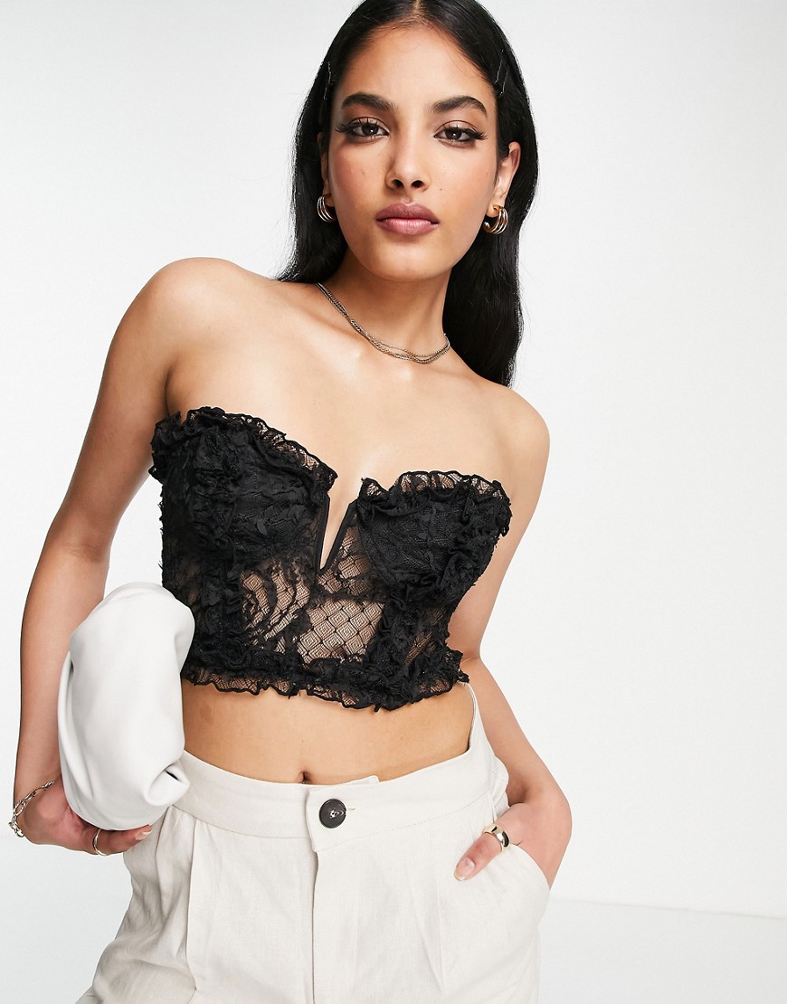 ASOS DESIGN Going Out lace corset in black