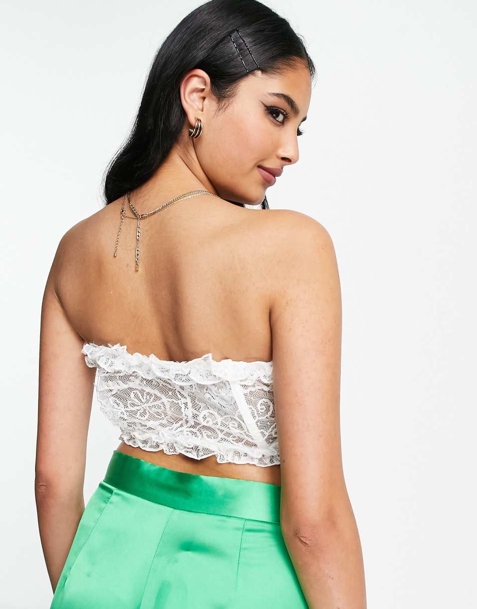 ASOS DESIGN Going Out lace corset in white