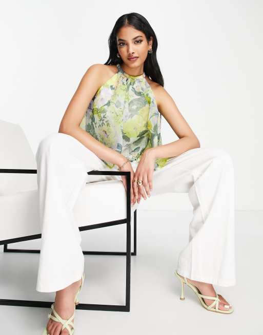 ASOS DESIGN Going Out occasion organza swing top in floral print