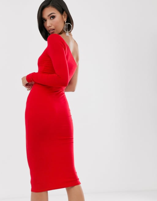 ASOS DESIGN going out one sleeve bodycon midi dress