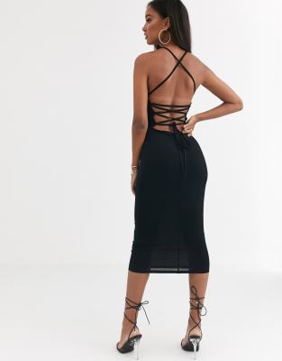 black strappy back dress