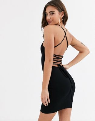 black strappy back dress