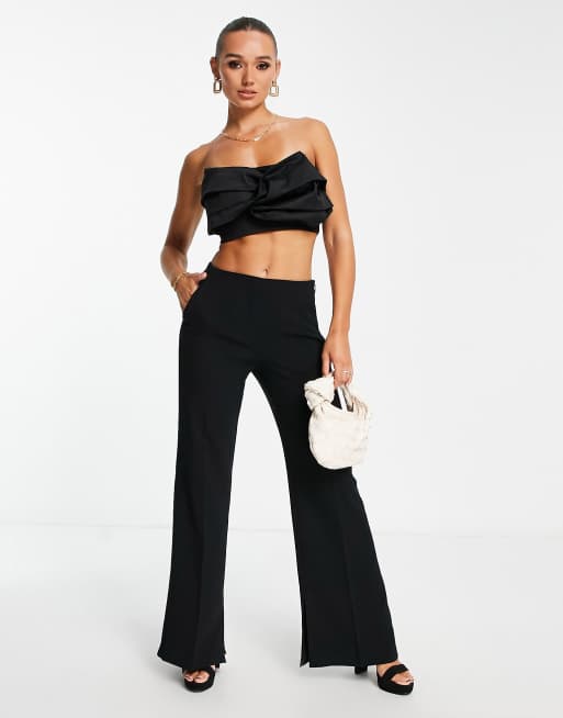 ASOS DESIGN Going Out structured bow bandeau top in black