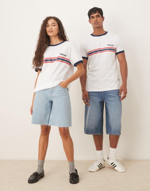 ASOS DESIGN - Gola - Hvid unisex-T-shirt med stribedetalje i regular fit , 4 af 4