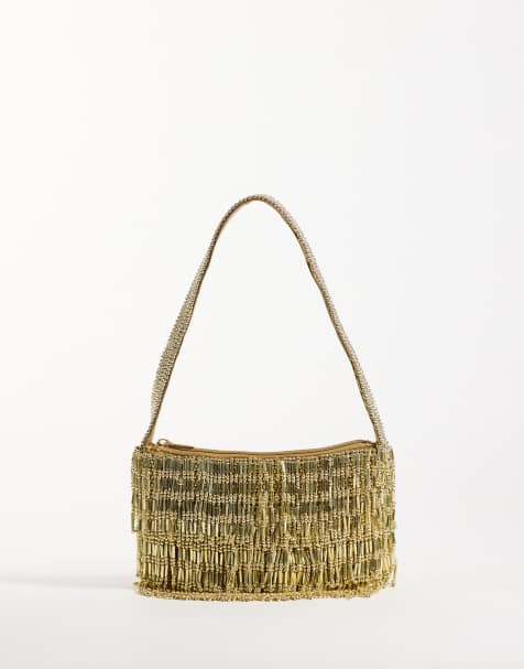 ASOS DESIGN gold fringe embellished shoulder bag - view 1