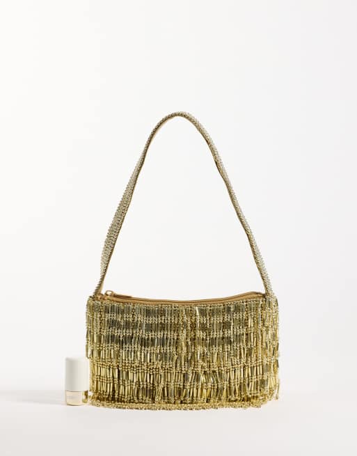 ASOS DESIGN gold fringe embellished shoulder bag, 2 of 4