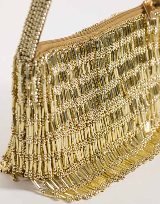 ASOS DESIGN gold fringe embellished shoulder bag, 3 of 4