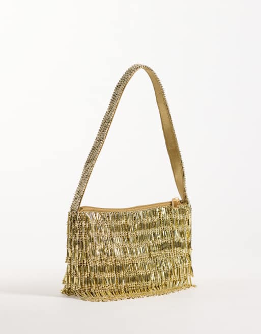 ASOS DESIGN gold fringe embellished shoulder bag, 4 of 4