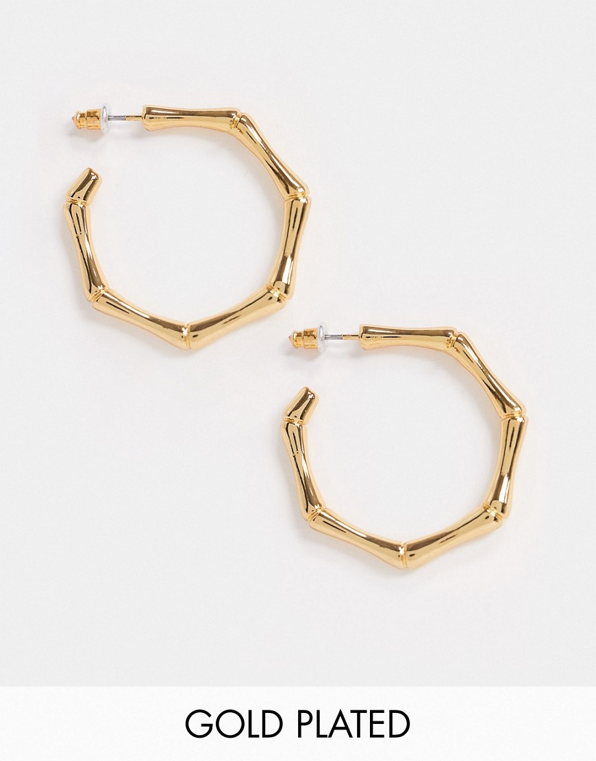 Asos Design Gold Plated 36mm Bamboo Hoop Earrings