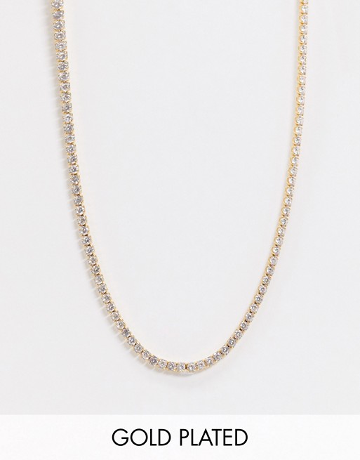ASOS DESIGN gold plated necklace with cubic zirconia crystals