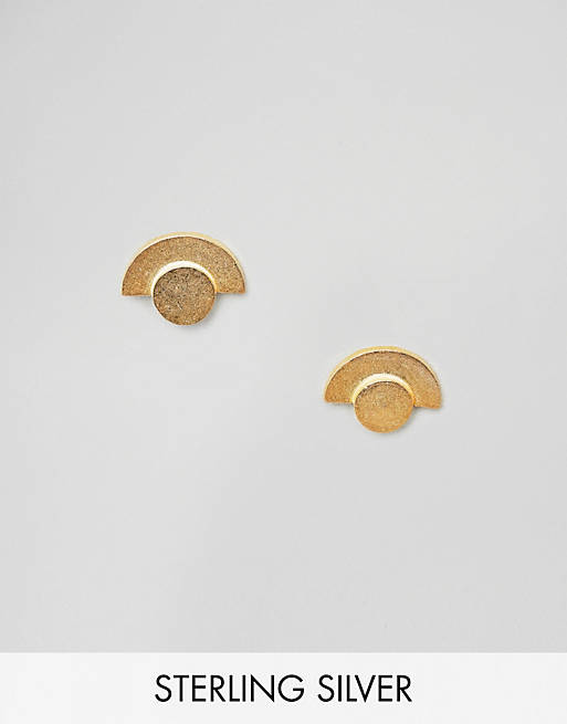 ASOS DESIGN Gold Plated Sterling Silver Geo Eye Stud Earrings