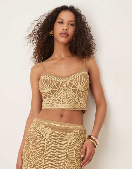 ASOS DESIGN gold thread detail cami top (Part of a set), 2 of 4