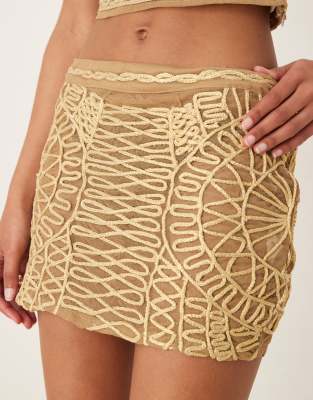 Asos Design Gold Thread Detail Mini Skirt - Part Of A Set